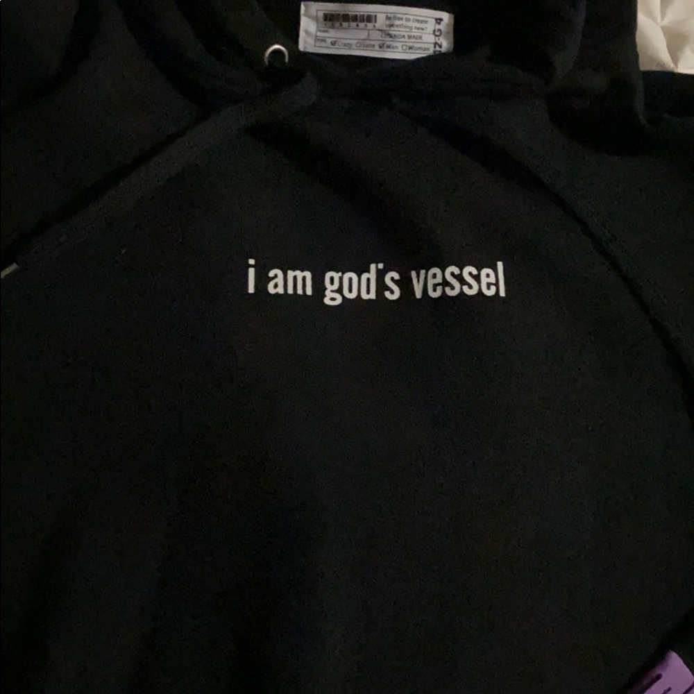 Black hoodie with West family